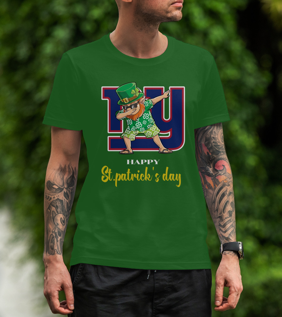 Happy St. Patrick's Day New York Giants Dabbing Leprechaun T-Shirt