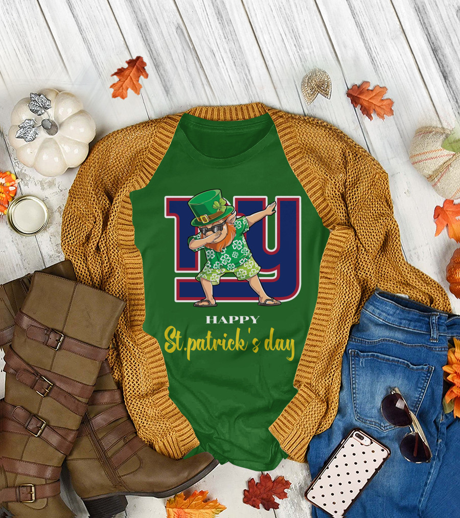 Happy St. Patrick's Day New York Giants Dabbing Leprechaun T-Shirt