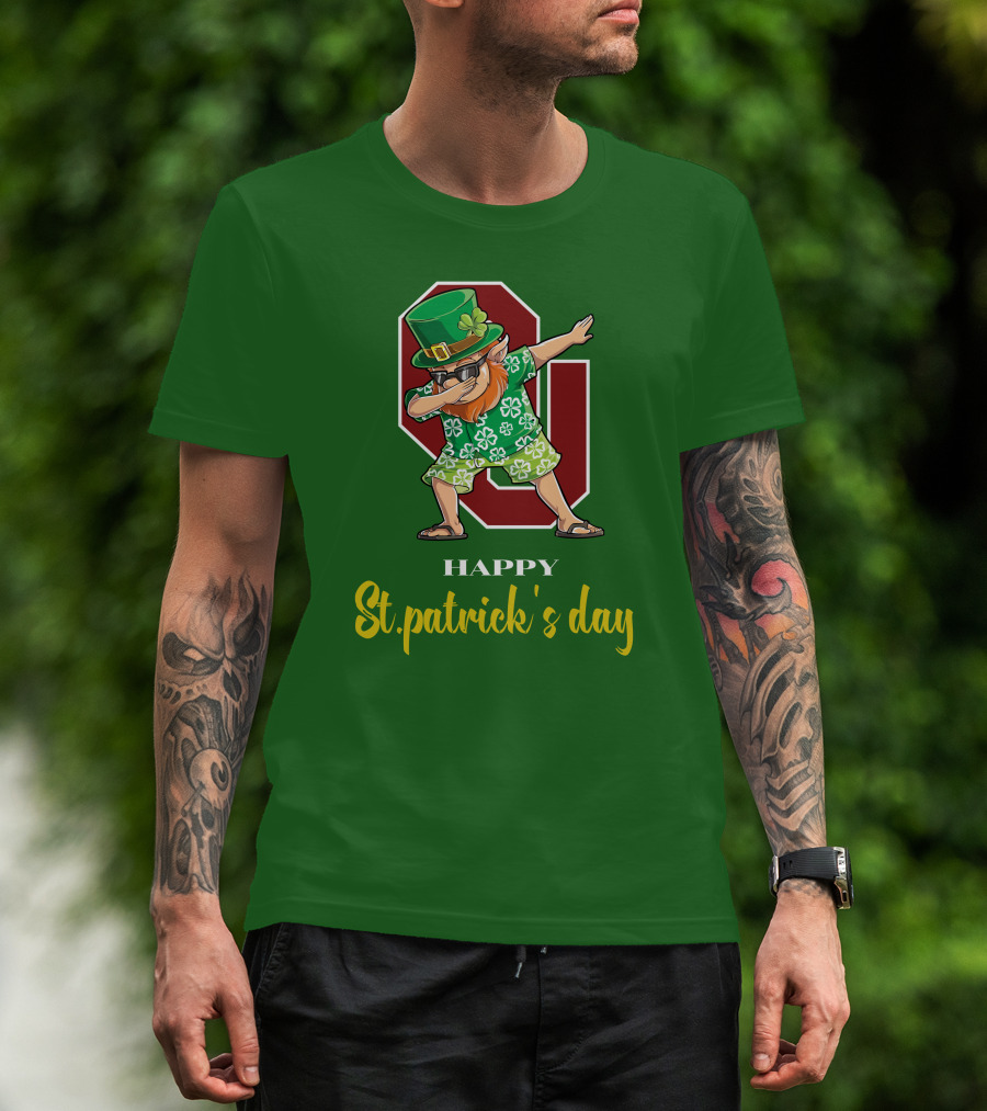 Happy St. Patrick's Day Oklahoma Sooners Dabbing Leprechaun T-Shirt