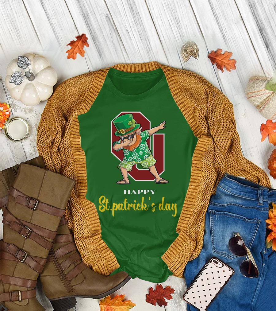 Happy St. Patrick's Day Oklahoma Sooners Dabbing Leprechaun T-Shirt