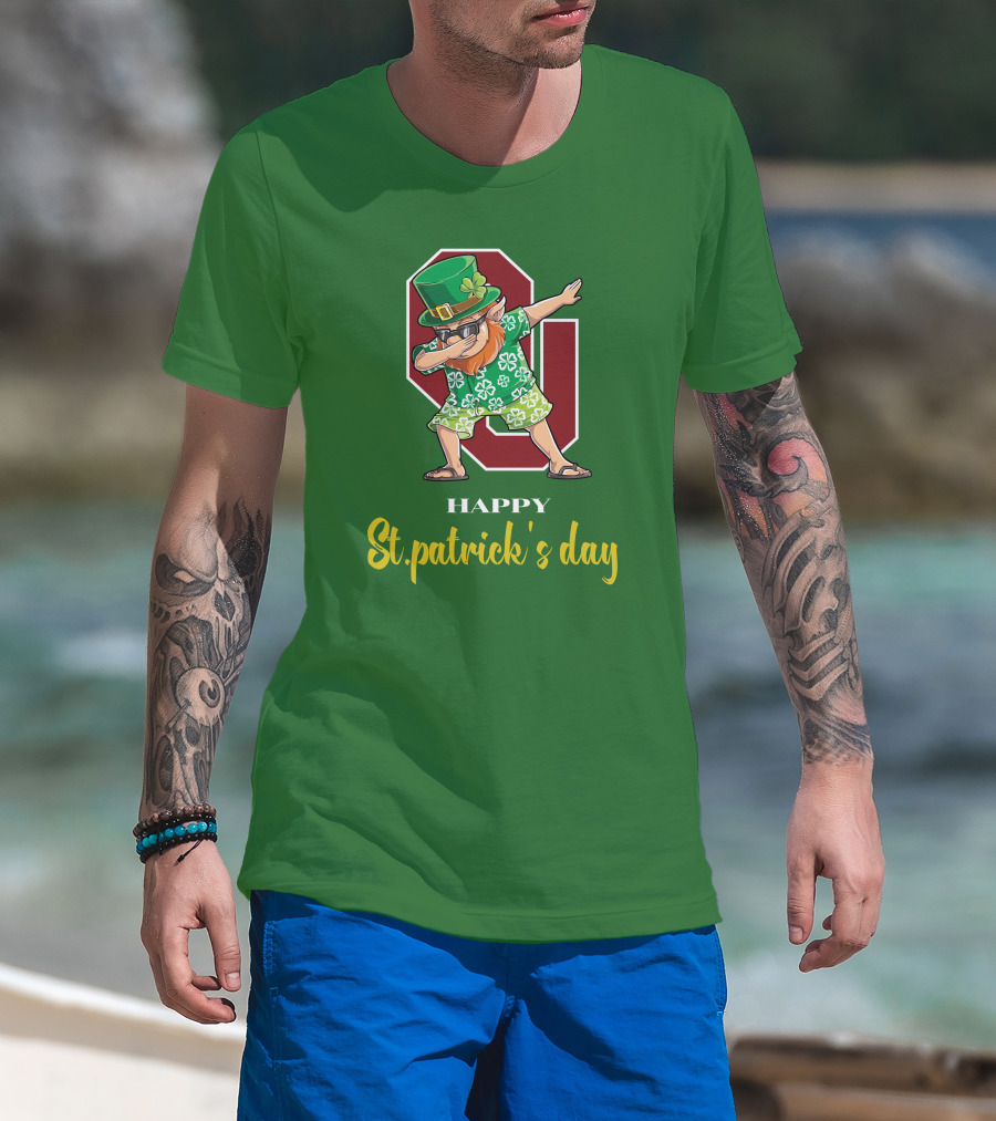 Happy St. Patrick's Day Oklahoma Sooners Dabbing Leprechaun T-Shirt