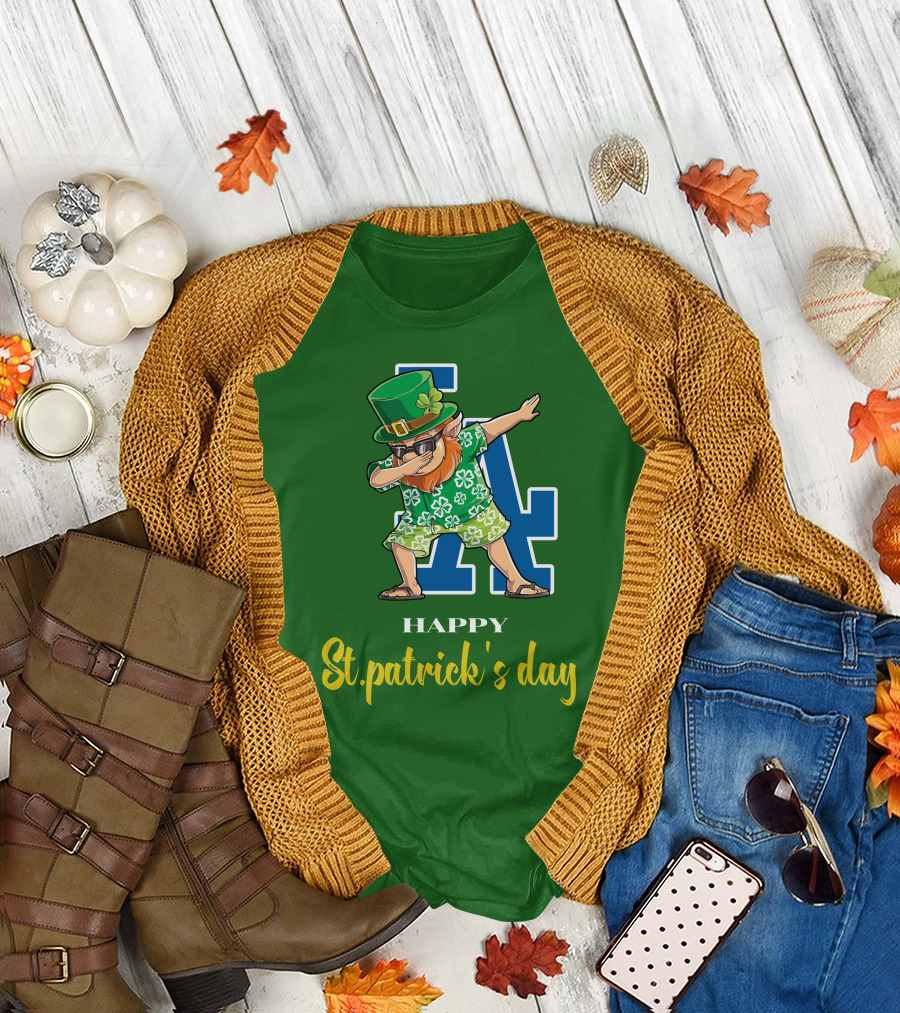 Happy St. Patrick's Day Los Angeles Dodgers Dabbing Leprechaun T-Shirt