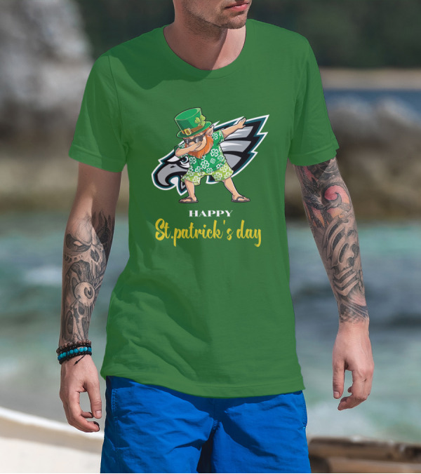 Happy St. Patrick's Day Philadelphia Eagles Dabbing Leprechaun T-Shirt