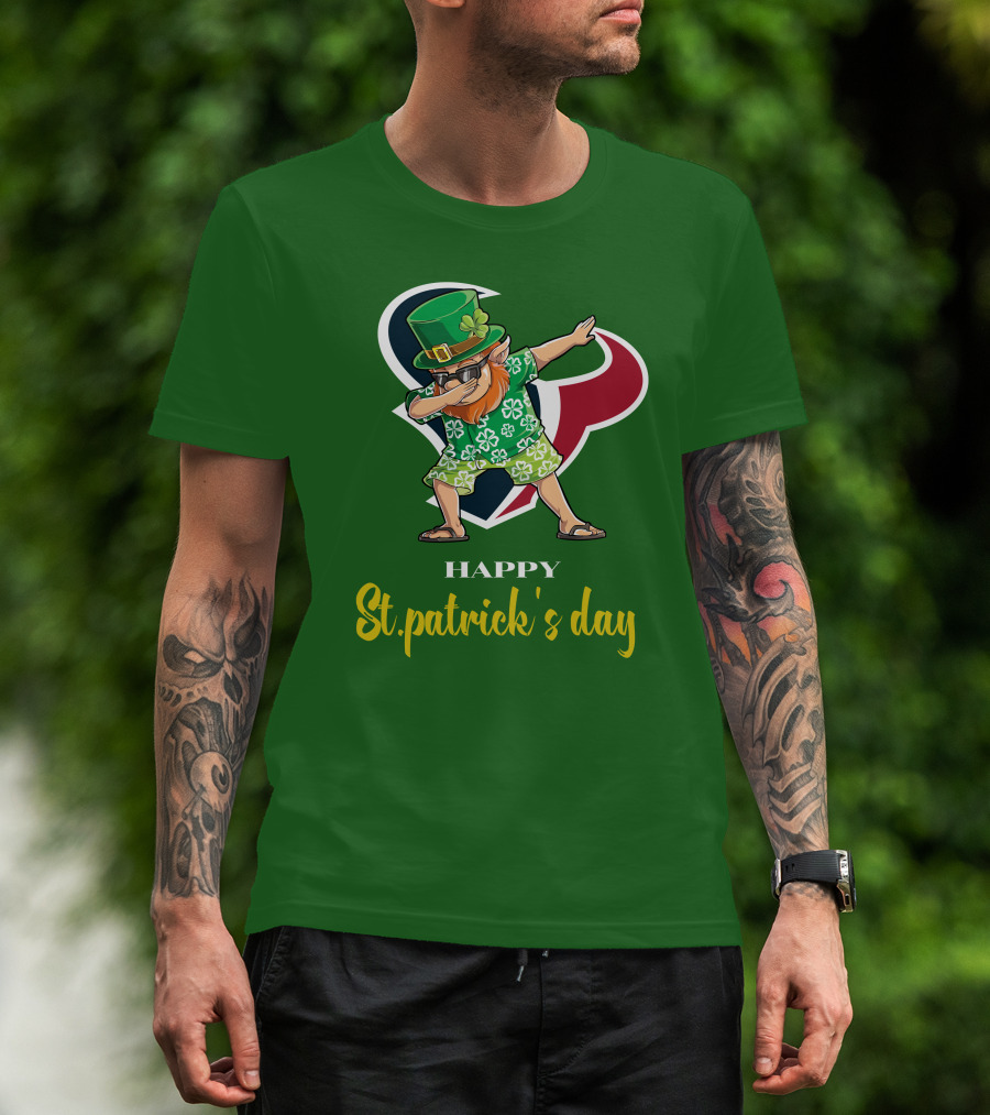 Houston Texans Happy St. Patrick's Day Dabbing Leprechaun T-Shirt