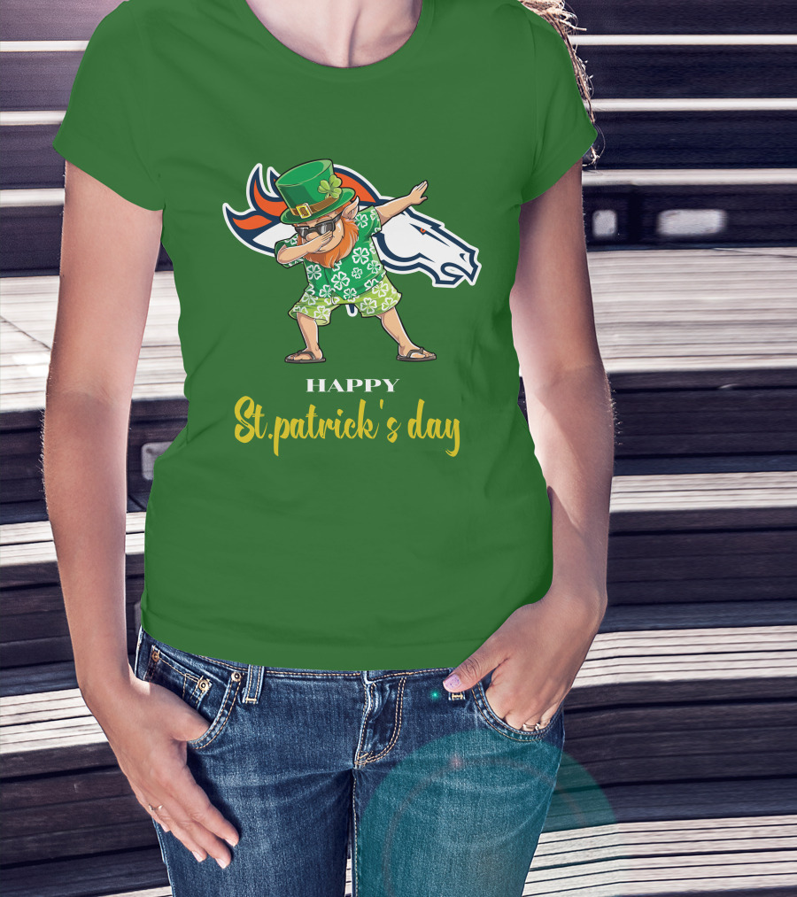 Happy St. Patrick's Day Denver Broncos Dabbing Leprechaun T-Shirt