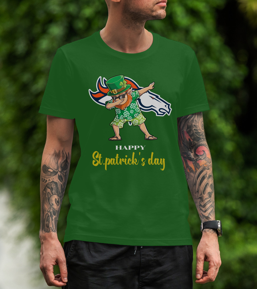 Happy St. Patrick's Day Denver Broncos Dabbing Leprechaun T-Shirt