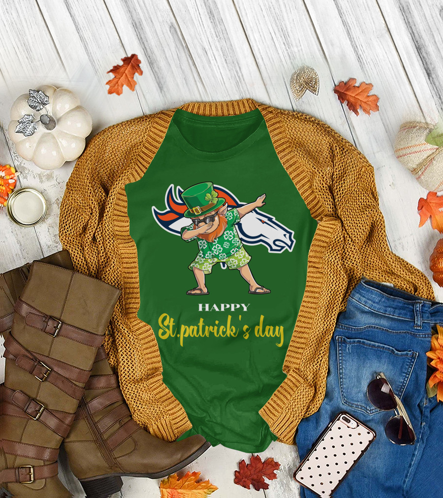 Happy St. Patrick's Day Denver Broncos Dabbing Leprechaun T-Shirt