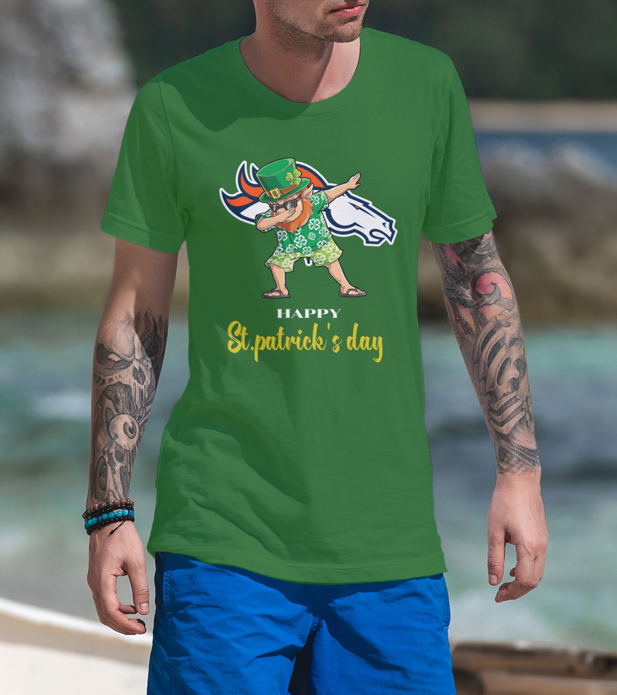 Happy St. Patrick's Day Denver Broncos Dabbing Leprechaun T-Shirt