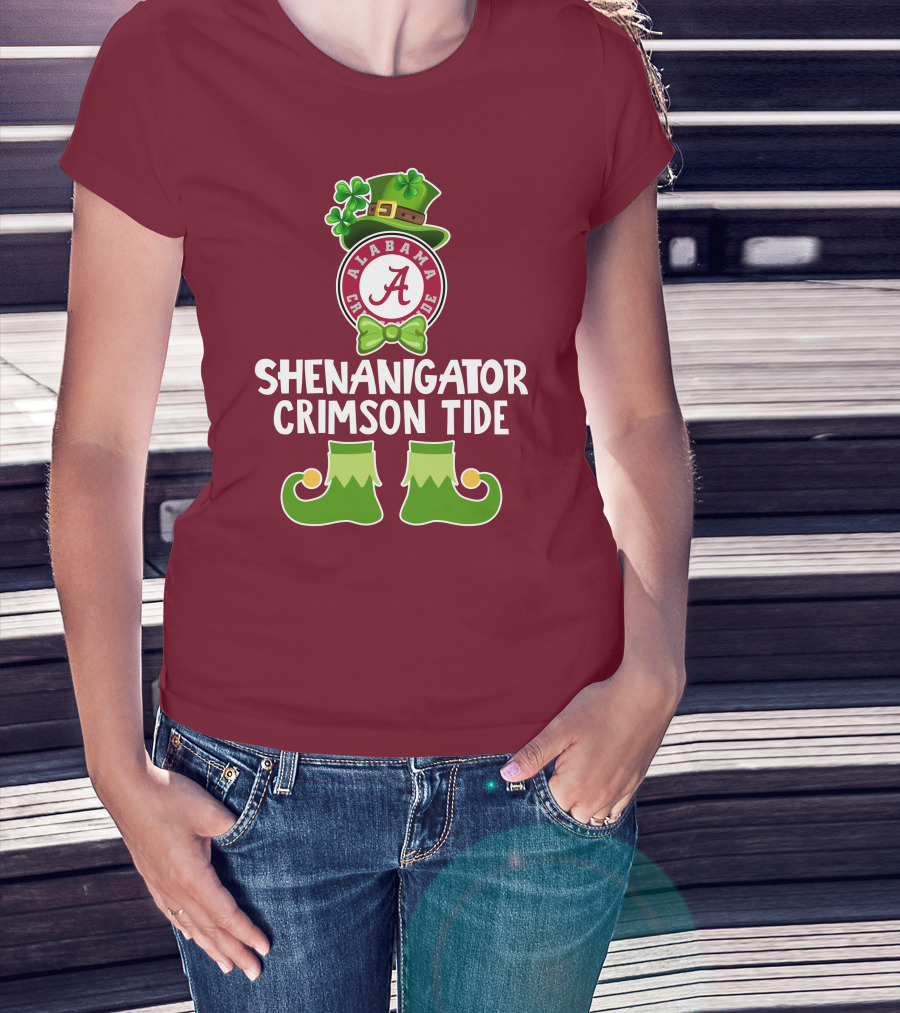 Shenanigator Alabama Crimson Tide St. Patrick's Day Funny Leprechaun T-Shirt