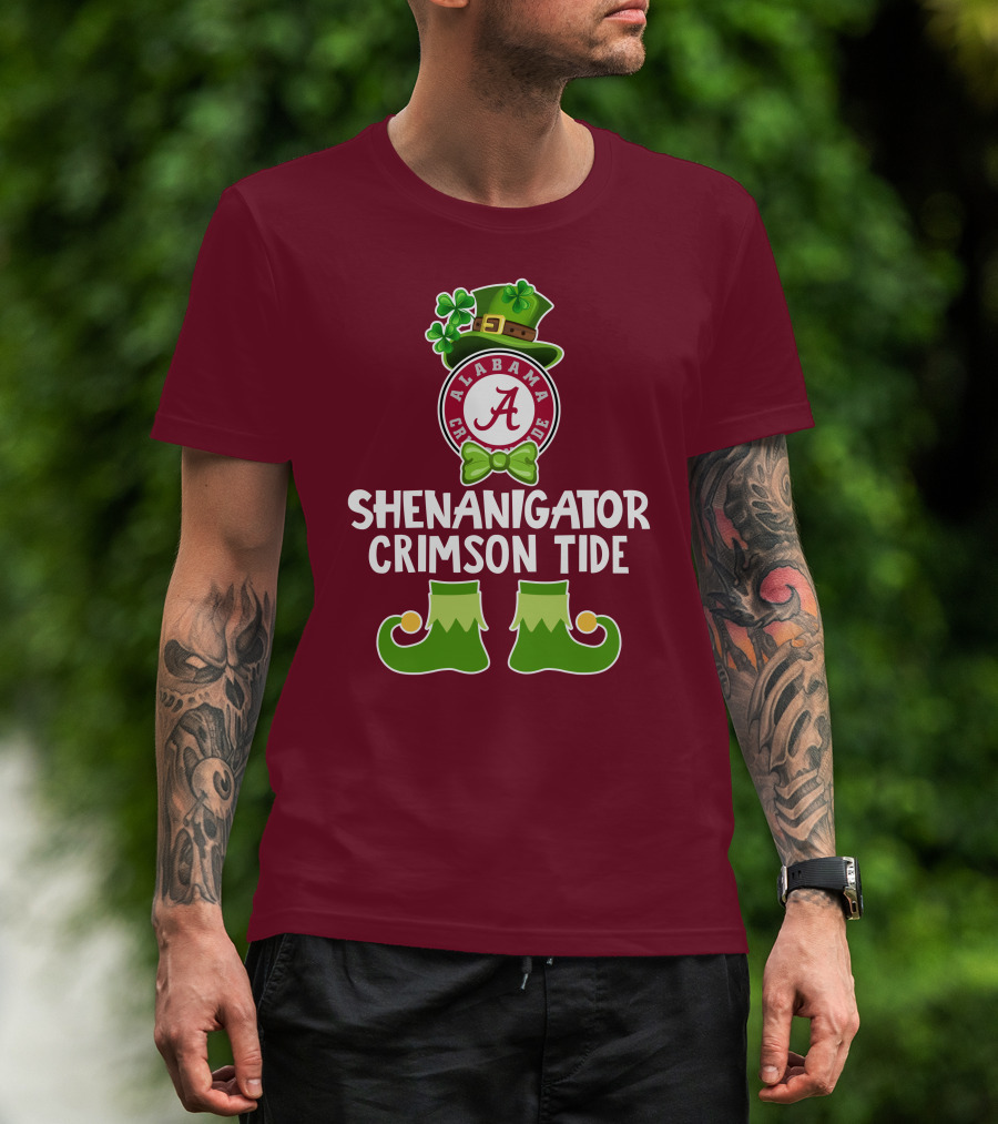 Shenanigator Alabama Crimson Tide St. Patrick's Day Funny Leprechaun T-Shirt