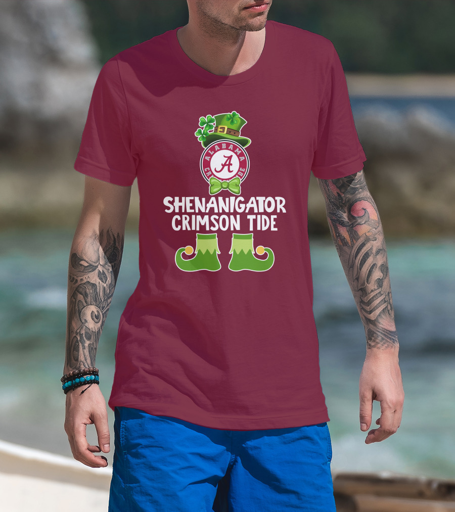 Shenanigator Alabama Crimson Tide St. Patrick's Day Funny Leprechaun T-Shirt