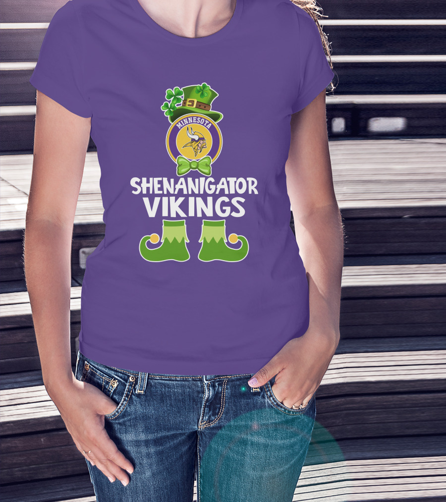 Shenanigator Minnesota Vikings St. Patrick's Day Funny Leprechaun T-Shirt