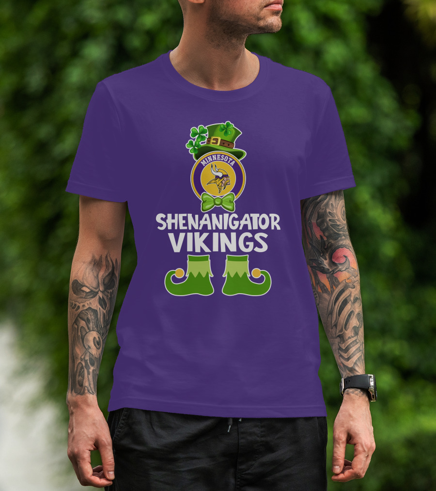 Shenanigator Minnesota Vikings St. Patrick's Day Funny Leprechaun T-Shirt