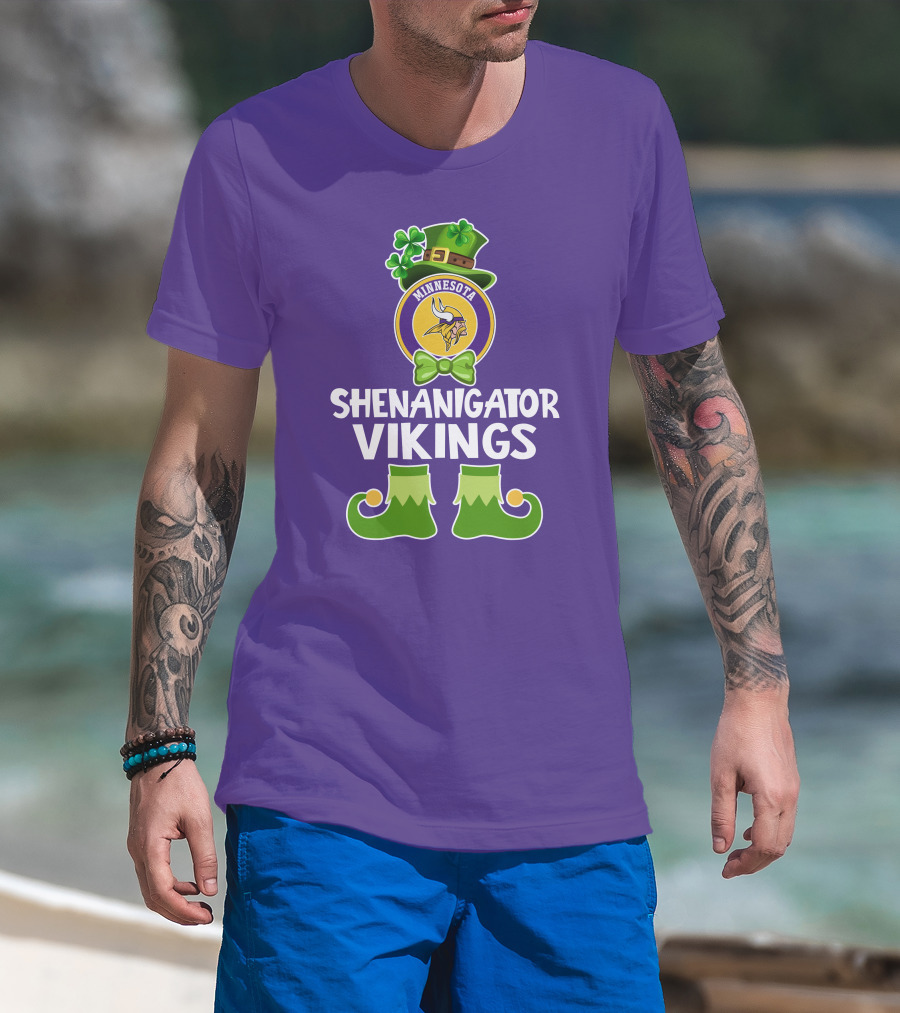 Shenanigator Minnesota Vikings St. Patrick's Day Funny Leprechaun T-Shirt