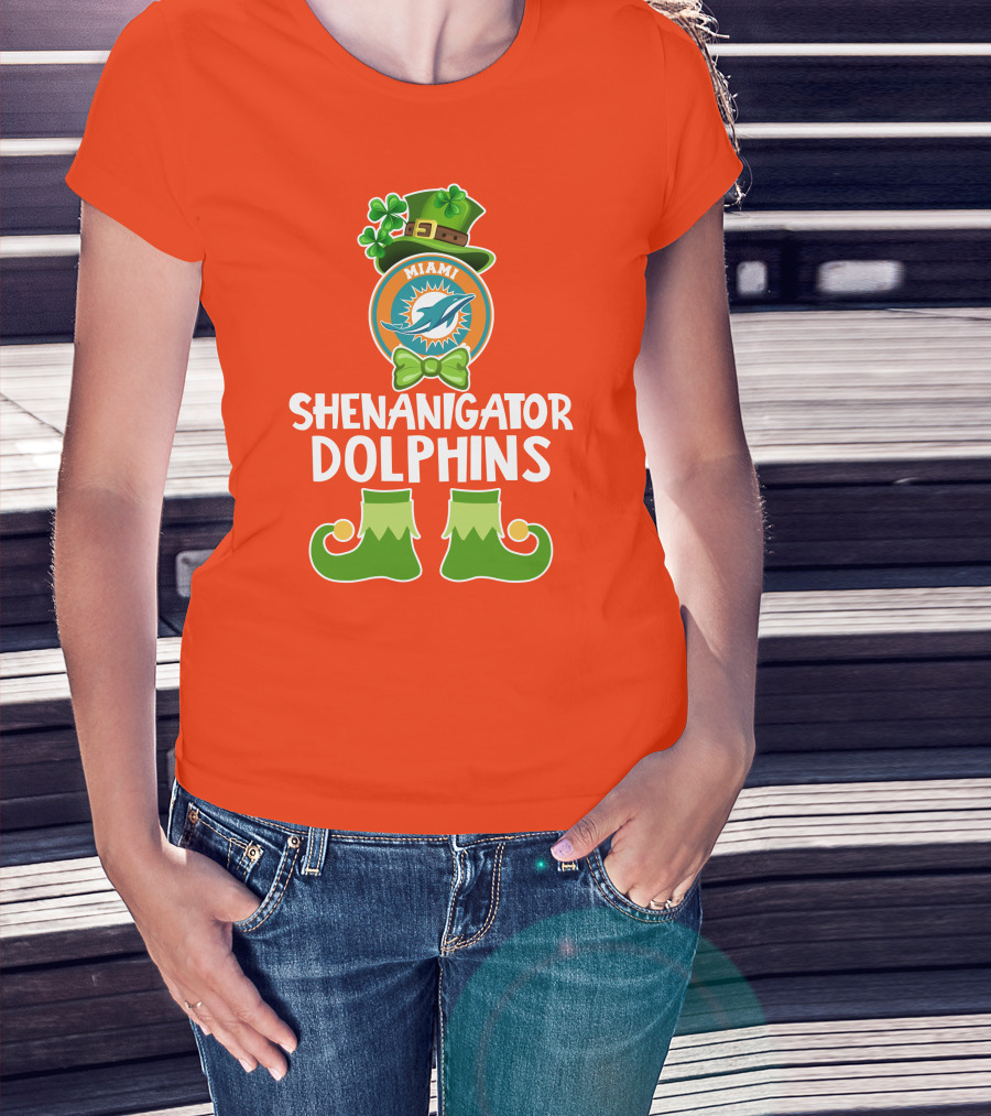 Shenanigator Miami Dolphins St. Patrick's Day Funny Leprechaun T-Shirt
