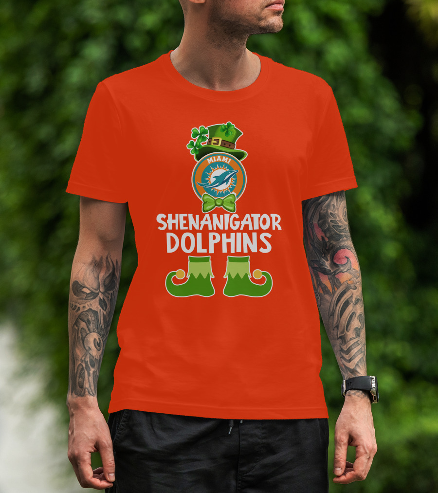 Shenanigator Miami Dolphins St. Patrick's Day Funny Leprechaun T-Shirt