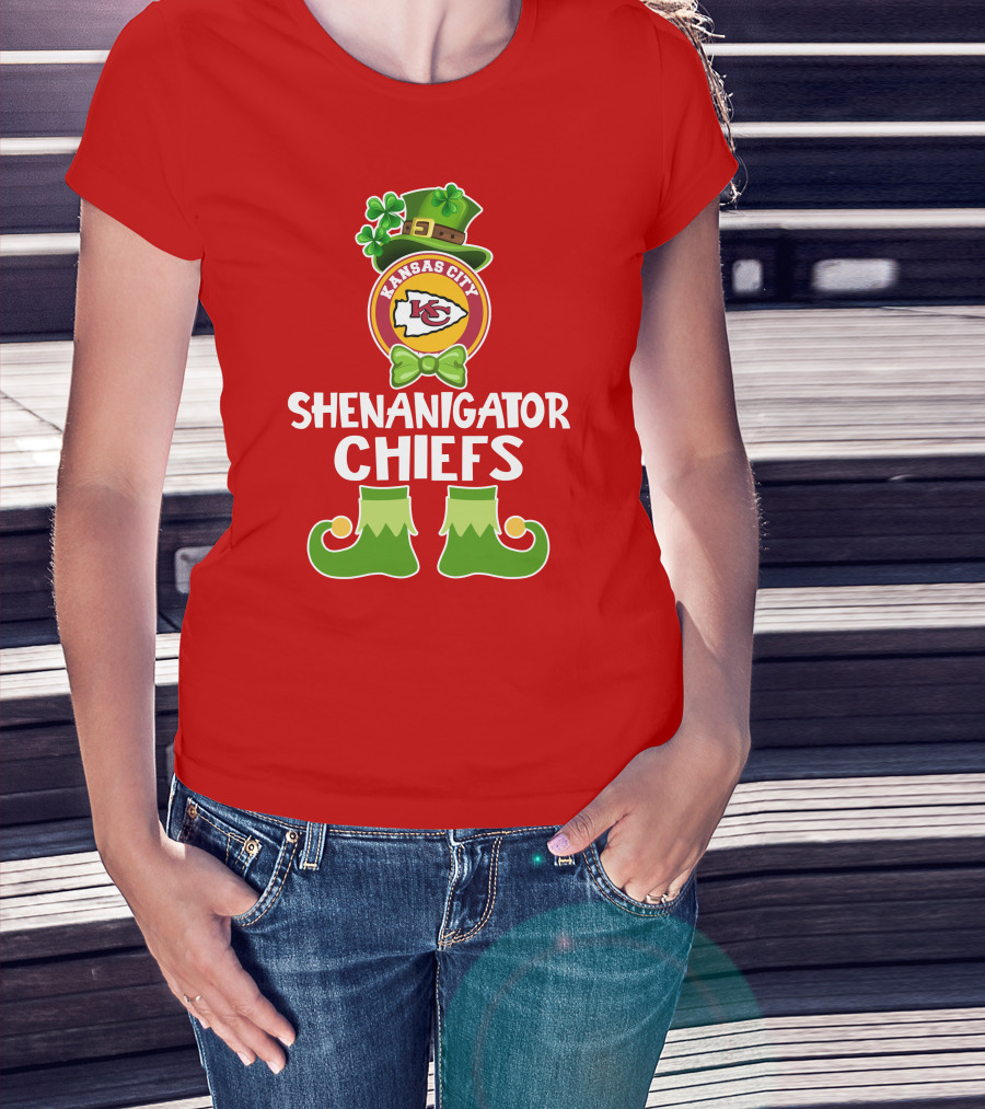 Kansas City Chiefs Shenanigator Leprechaun St. Patrick's Day Fun T-Shirt