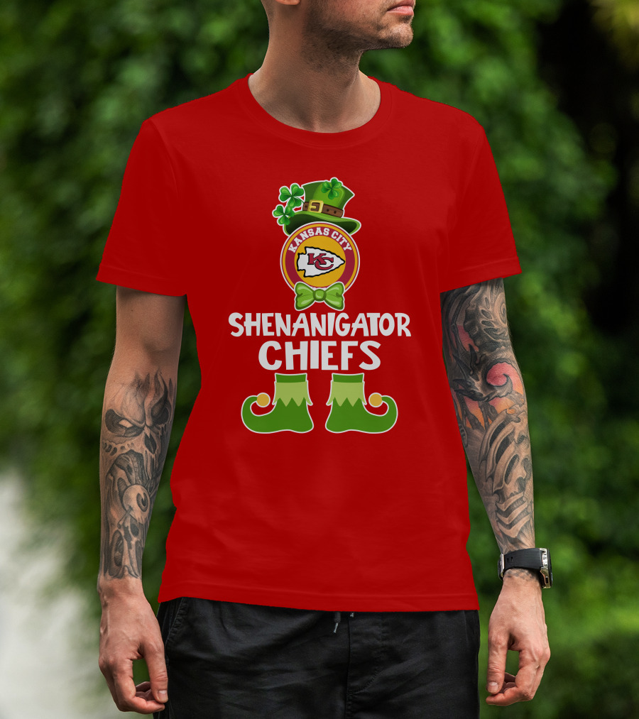 Kansas City Chiefs Shenanigator Leprechaun St. Patrick's Day Fun T-Shirt