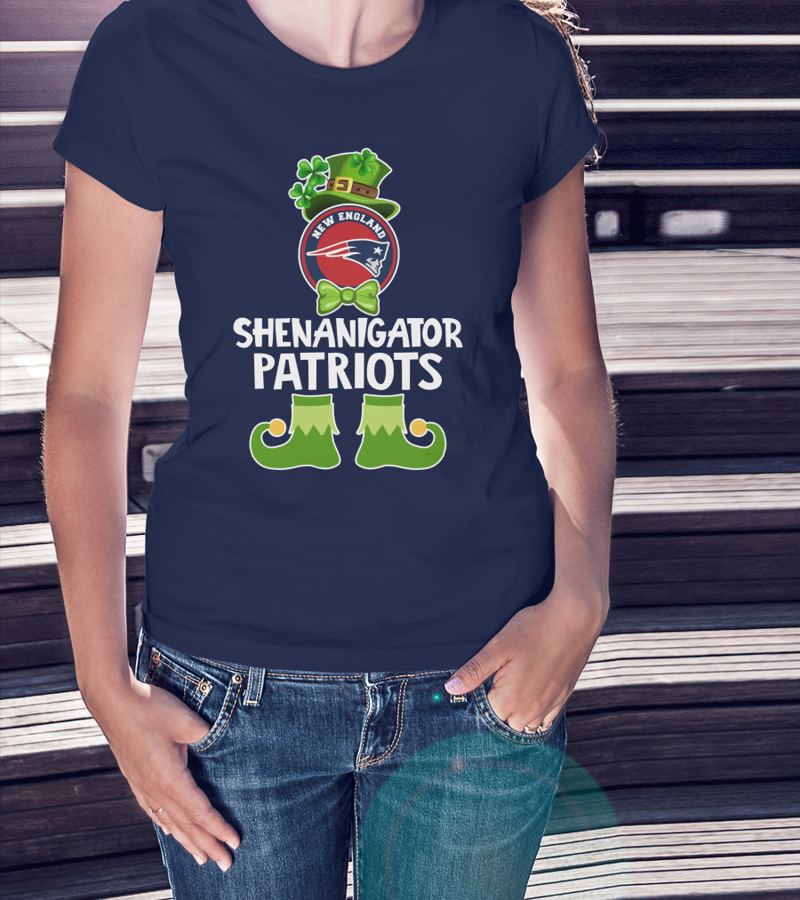Funny Leprechaun St. Patrick's Day Shenanigator New England Patriots T-Shirt