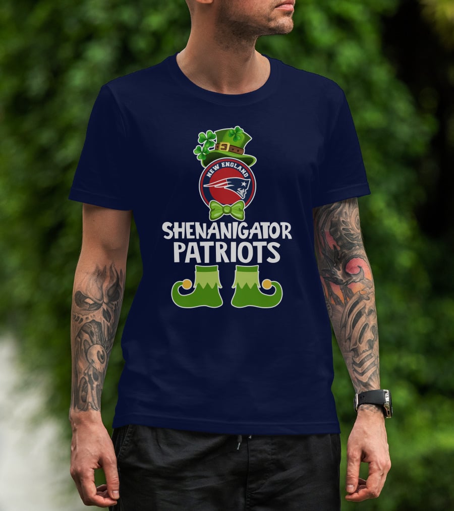 Funny Leprechaun St. Patrick's Day Shenanigator New England Patriots T-Shirt