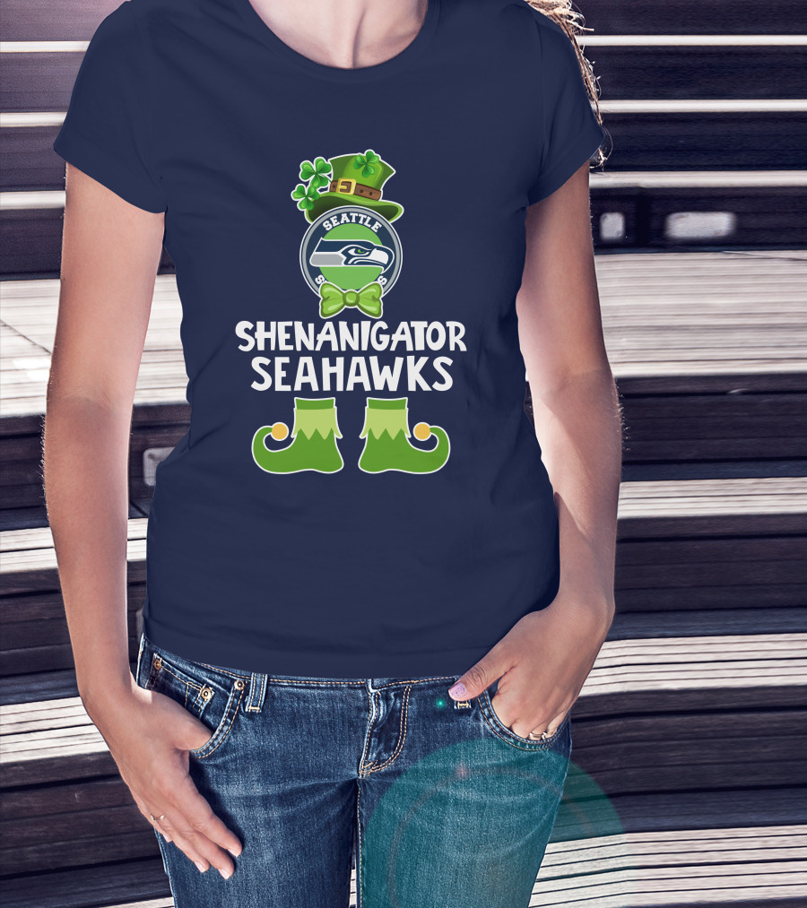 Shenanigator Leprechaun St. Patrick's Day Seattle Seahawks T-Shirt