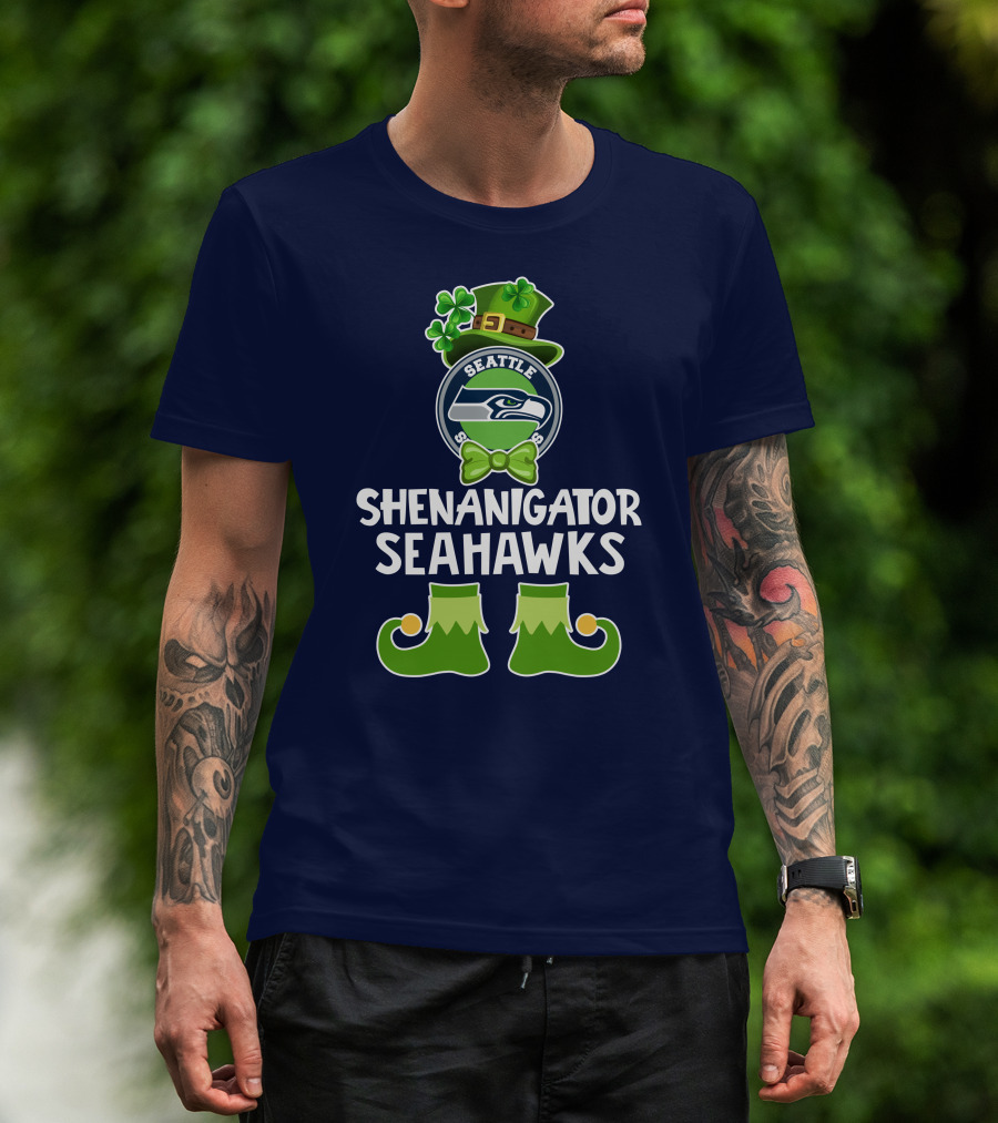 Shenanigator Leprechaun St. Patrick's Day Seattle Seahawks T-Shirt