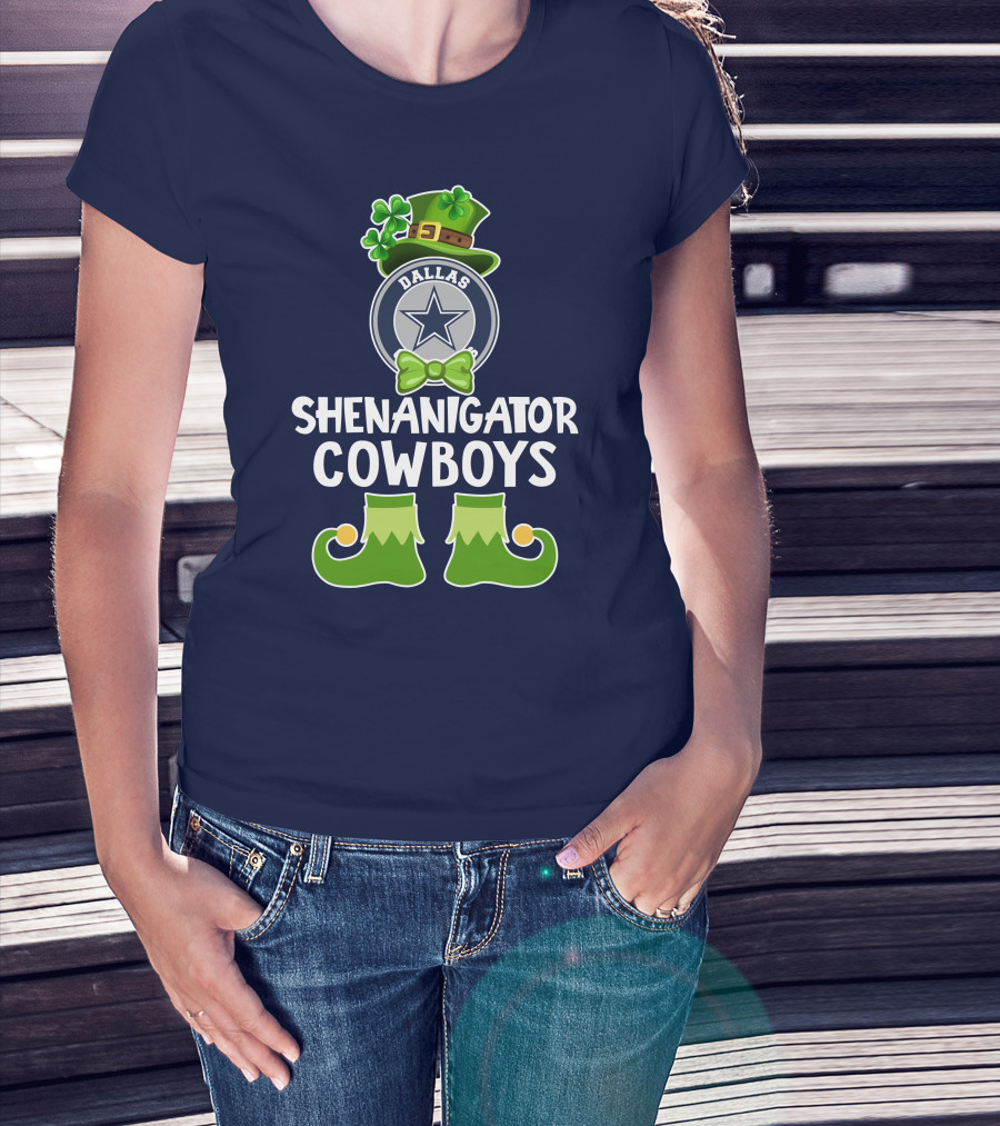 Shenanigator Dallas Cowboys Leprechaun St. Patrick's Day Fun T-Shirt