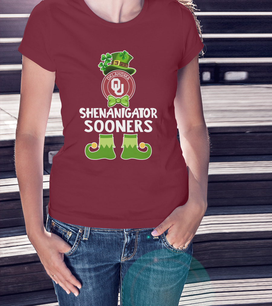 Shenanigator Oklahoma Sooners Funny Leprechaun St. Patrick's Day T-Shirt