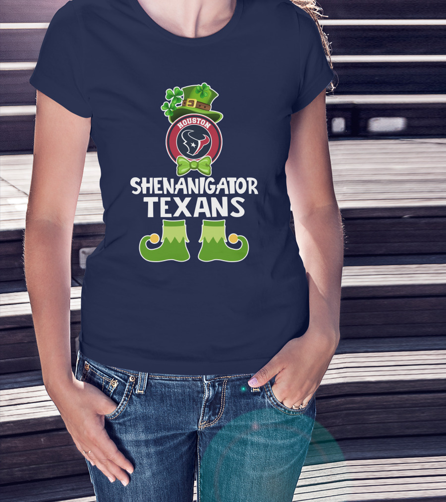 Shenanigator Houston Texans Leprechaun St. Patrick's Day T-Shirt