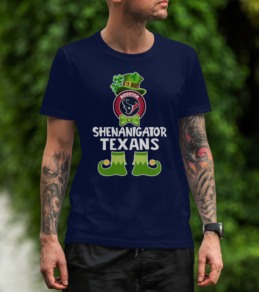 Shenanigator Houston Texans Leprechaun St. Patrick's Day T-Shirt