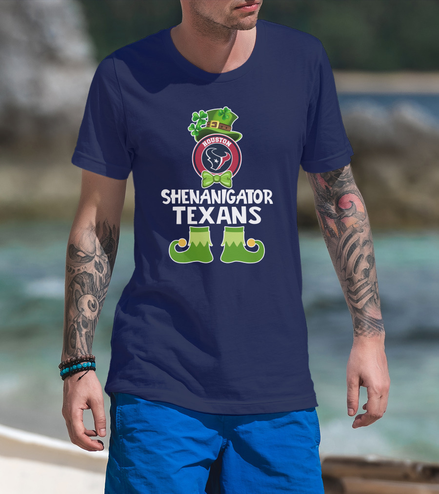 Shenanigator Houston Texans Leprechaun St. Patrick's Day T-Shirt