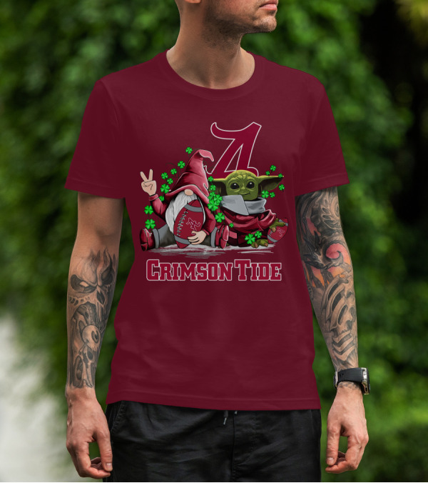 Leprechauns Gnomes Baby Yoda Alabama Crimson Tide Football T-Shirt