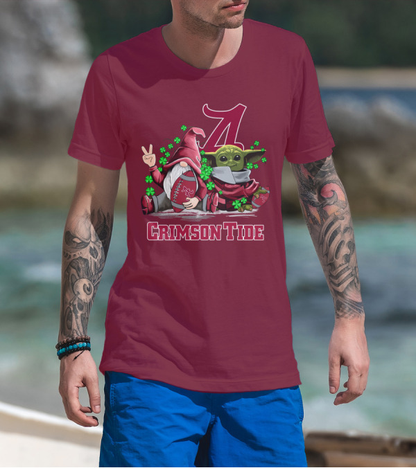 Leprechauns Gnomes Baby Yoda Alabama Crimson Tide Football T-Shirt