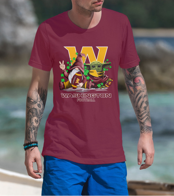 Leprechauns Gnomes Baby Yoda Hug Washington Football Team W Football T-Shirt