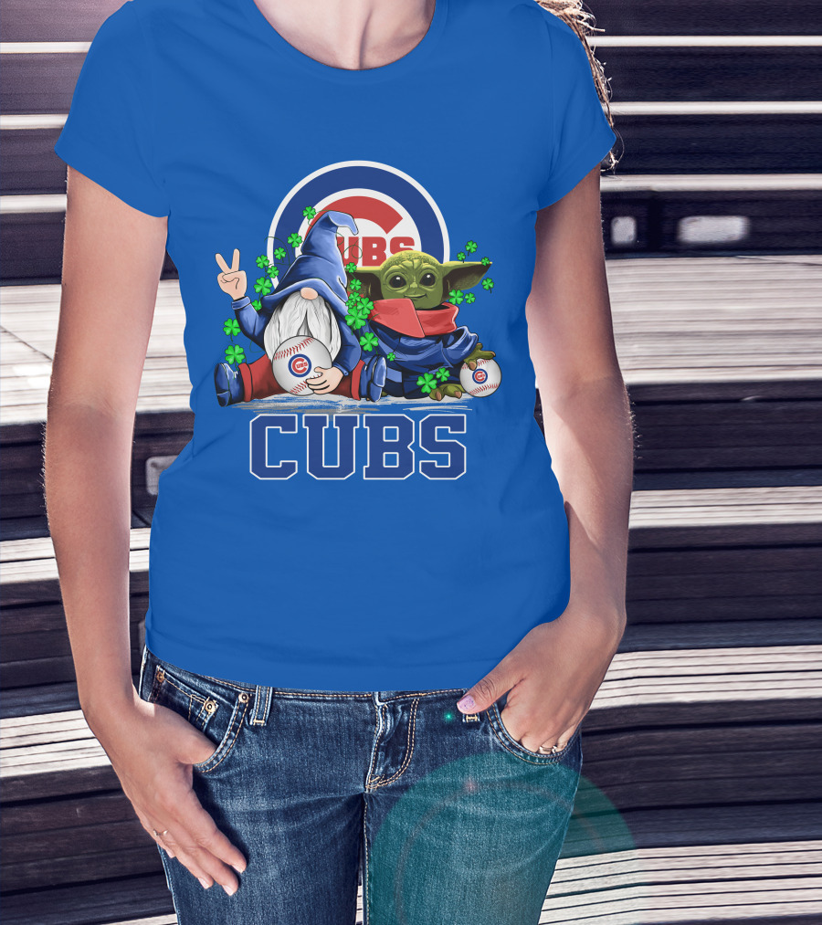 Chicago Cubs Leprechauns Gnomes Baby Yoda Baseball T-Shirt