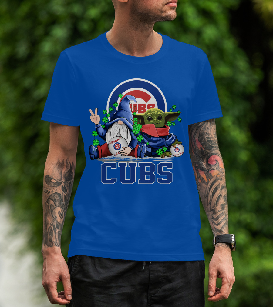 Chicago Cubs Leprechauns Gnomes Baby Yoda Baseball T-Shirt