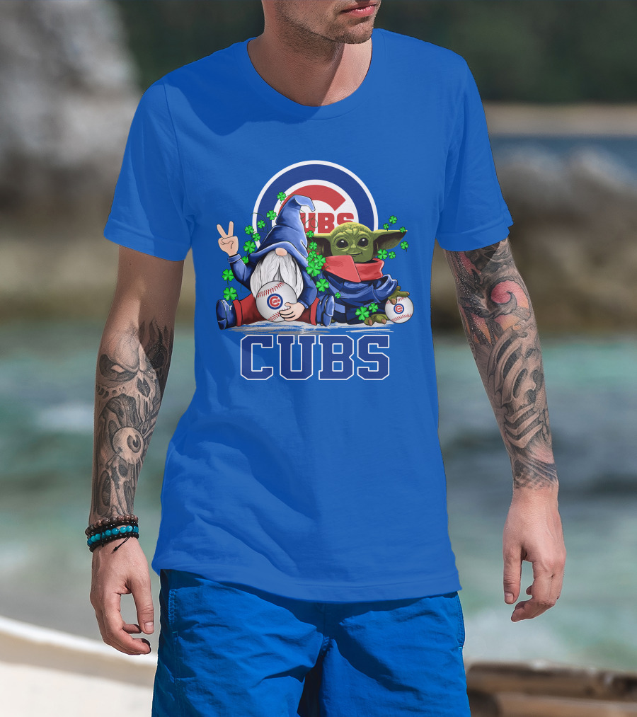 Chicago Cubs Leprechauns Gnomes Baby Yoda Baseball T-Shirt