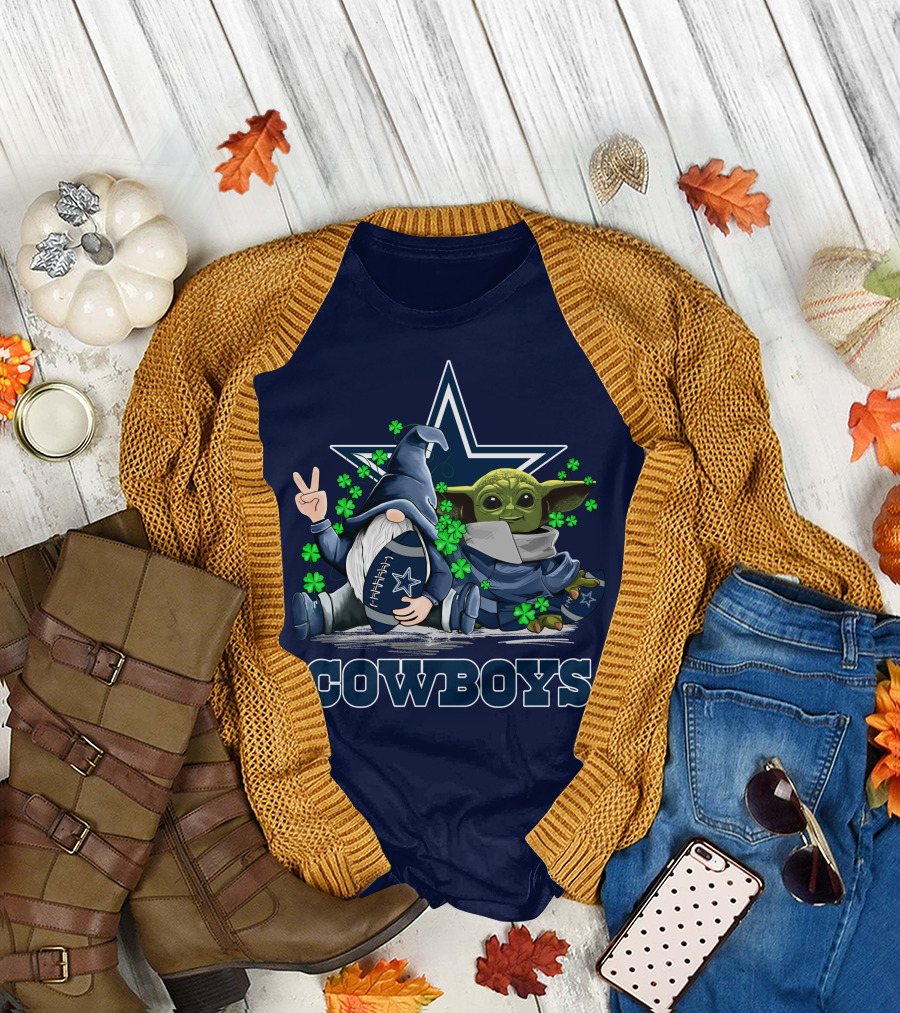 Cowboys Gnome Baby Yoda Shamrocks Dallas Football T-Shirt