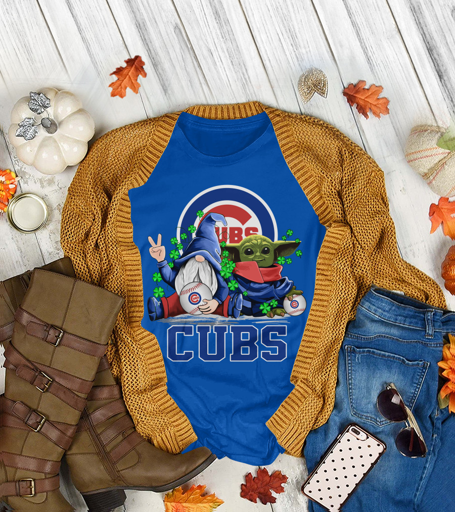 Chicago Cubs Leprechaun Gnome Baby Yoda Baseball Clover T-Shirt
