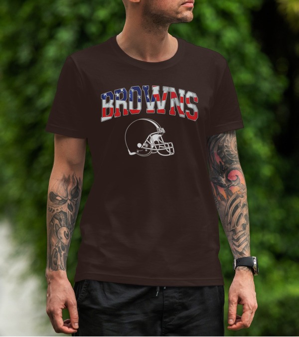 Browns American Flag Helmet T-Shirt