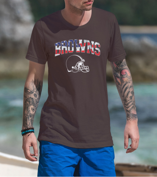 Browns American Flag Helmet T-Shirt