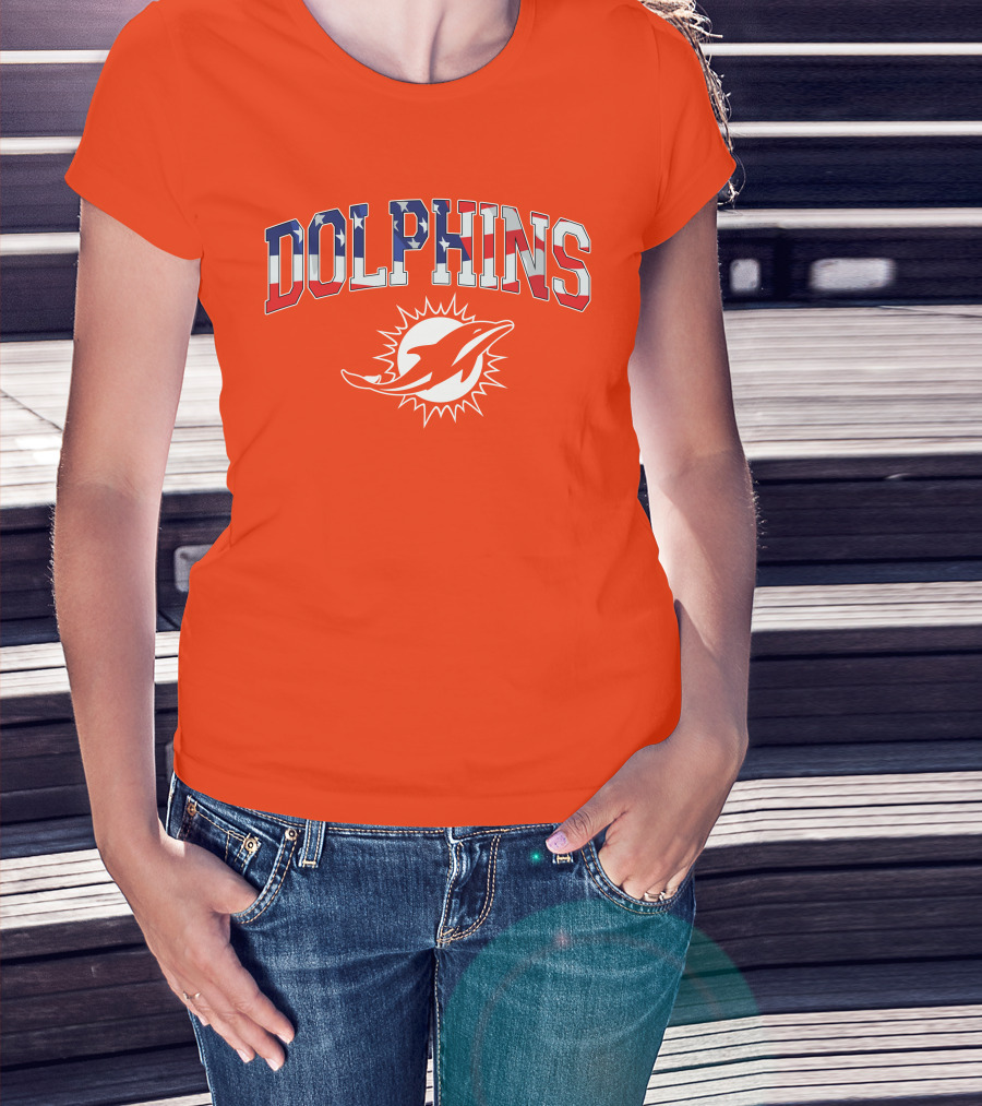 Dolphins American Flag Miami Football T-Shirt