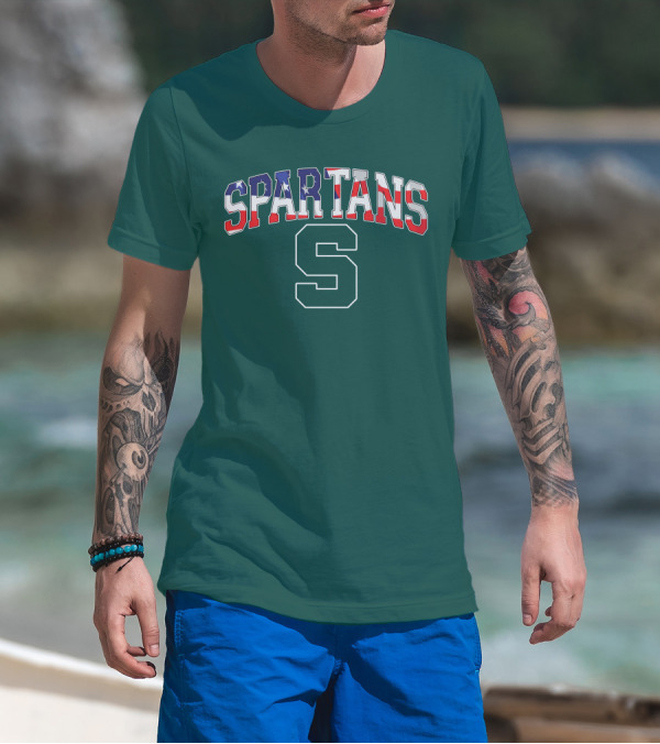 SPARTANS American Flag S T-Shirt