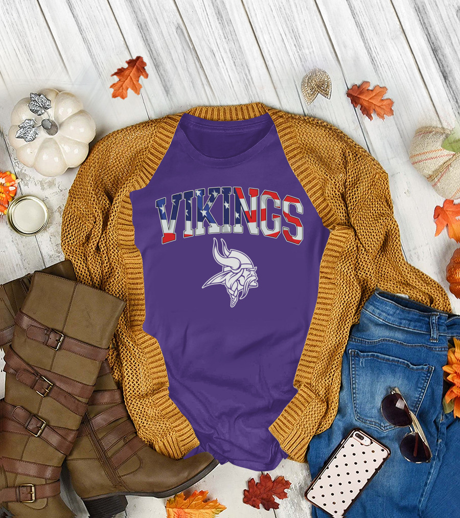 Vikings American Flag Design Minnesota Football Team T-Shirt