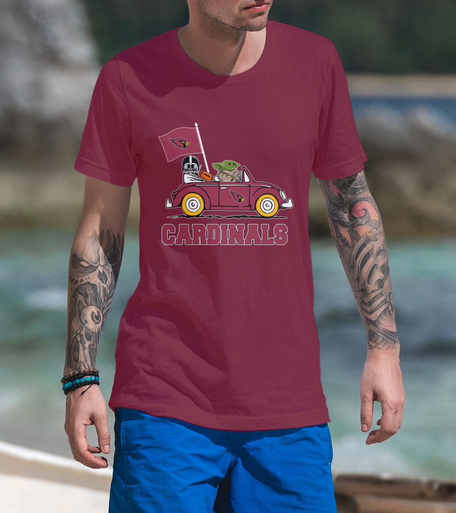 Arizona Cardinals Darth Vader Baby Yoda Car Star Wars T-Shirt