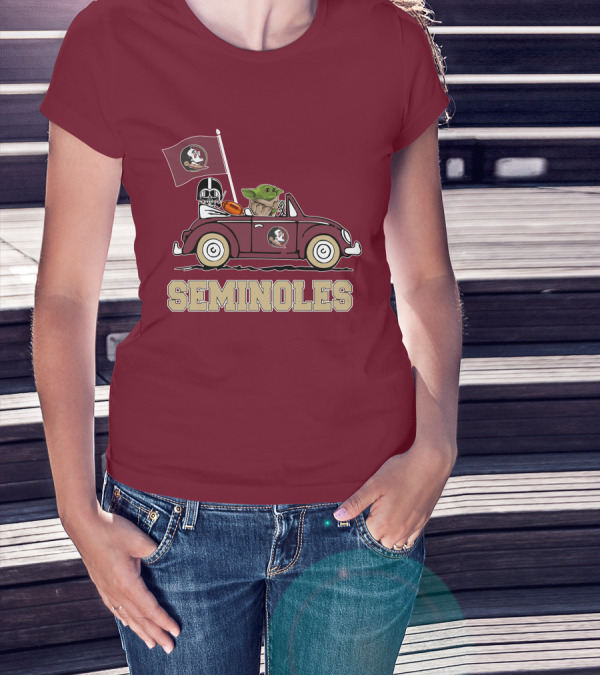 Seminoles Darth Vader Baby Yoda Driving Florida State Star Wars T-Shirt
