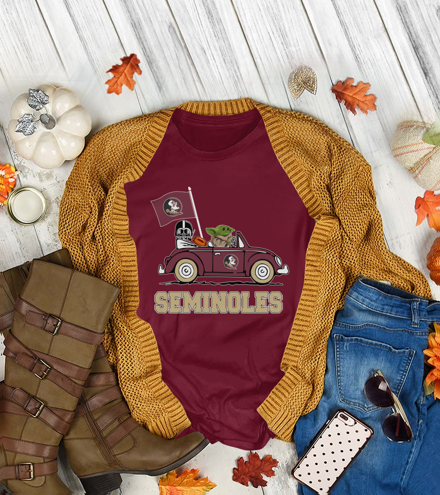 Seminoles Darth Vader Baby Yoda Driving Florida State Star Wars T-Shirt