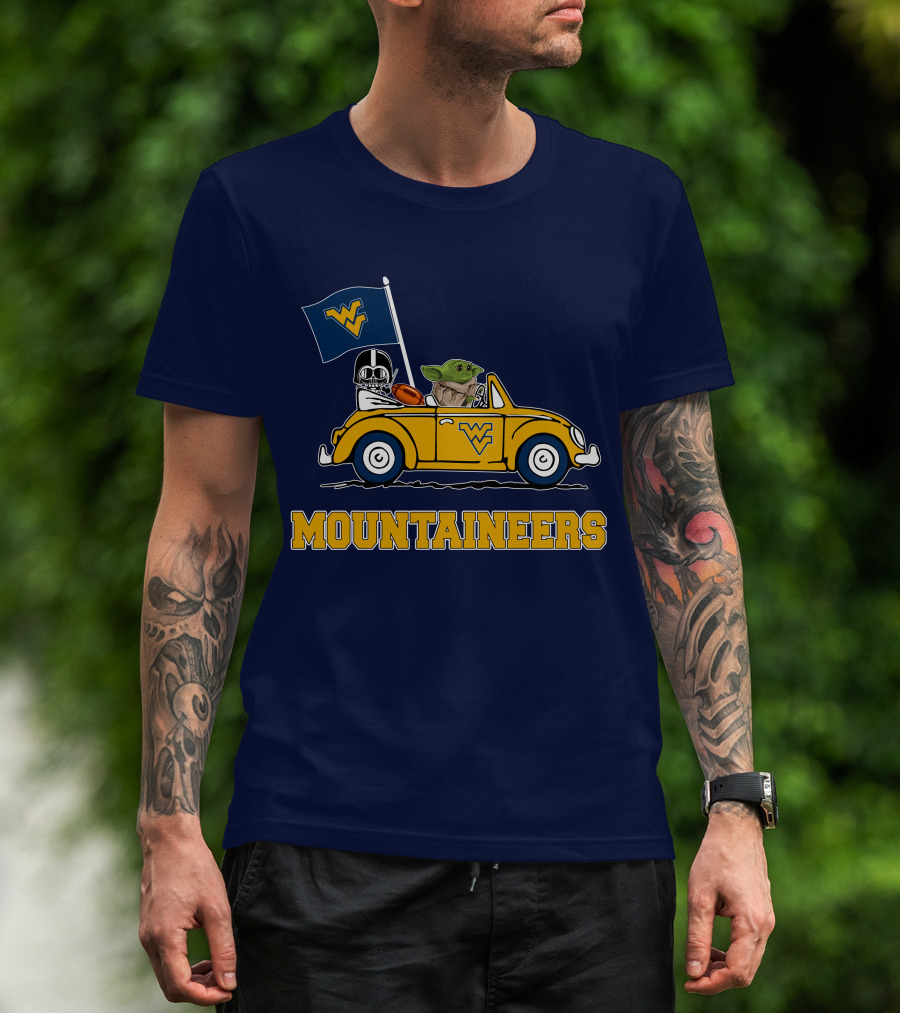 Mountaineers WVM Driving Featuring Baby Yoda And Football Helmet T-Shirt