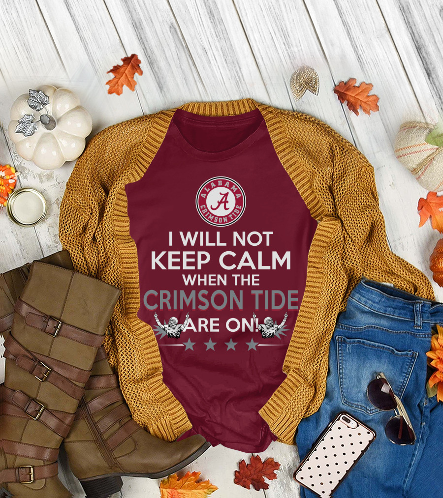 Alabama Crimson Tide No Calm Football Fan Enthusiasm Stars T-Shirt