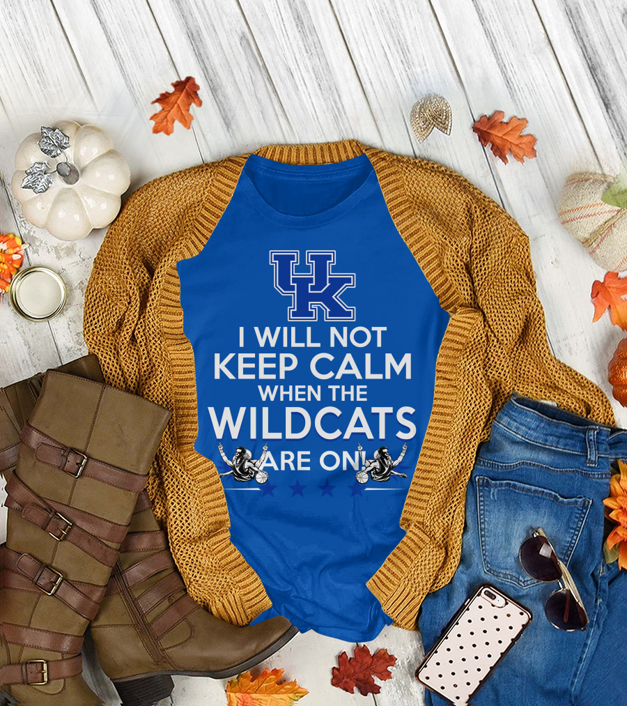 Kentucky Wildcats Basketball Fans Excited with I Will Not Keep Calm Basketball Stars T-Shirt